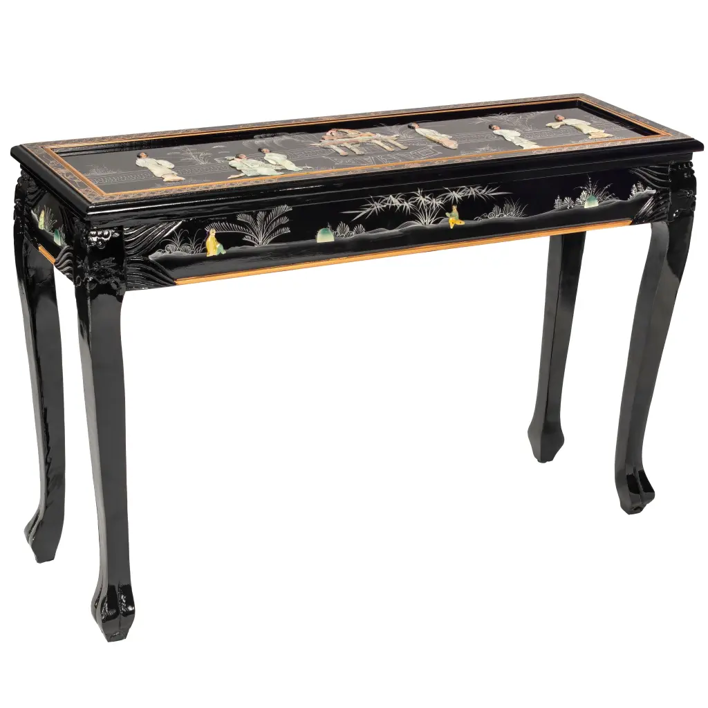 Oriental Furniture Black Lacquer Hall Table Royal Ladies Design