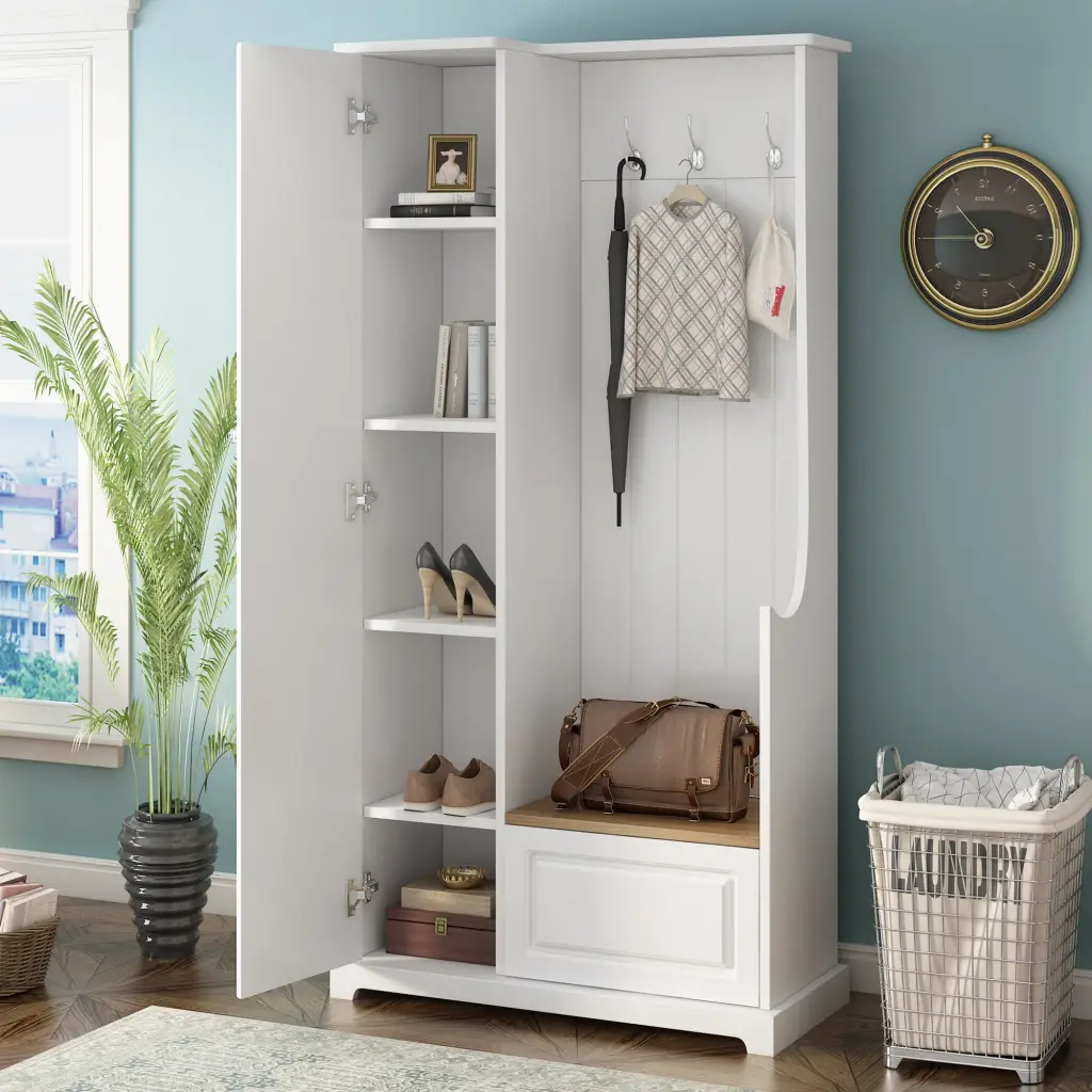 Chic Design Hall Tree Flip Up Bench Minimalist Hallway Shoe Cabinet on-trend