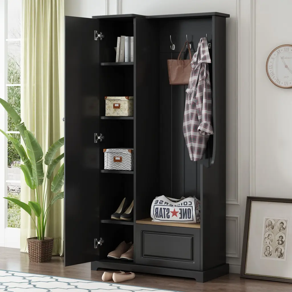 Chic Design Hall Tree Flip Up Bench Minimalist Hallway Shoe Cabinet on-trend