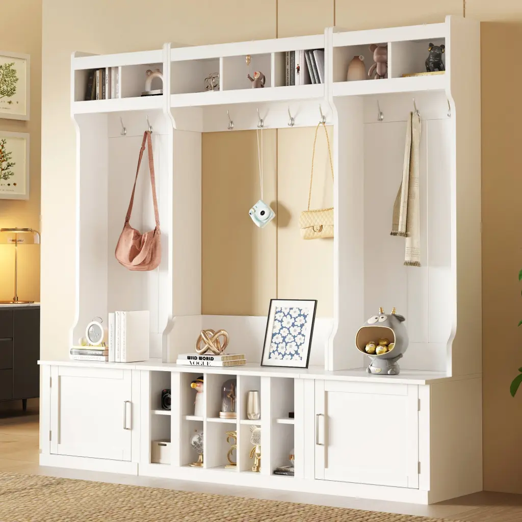 Wide Design Hall Tree Storage And Bench 4 1 Multi Practical Entryway Organizer rnb