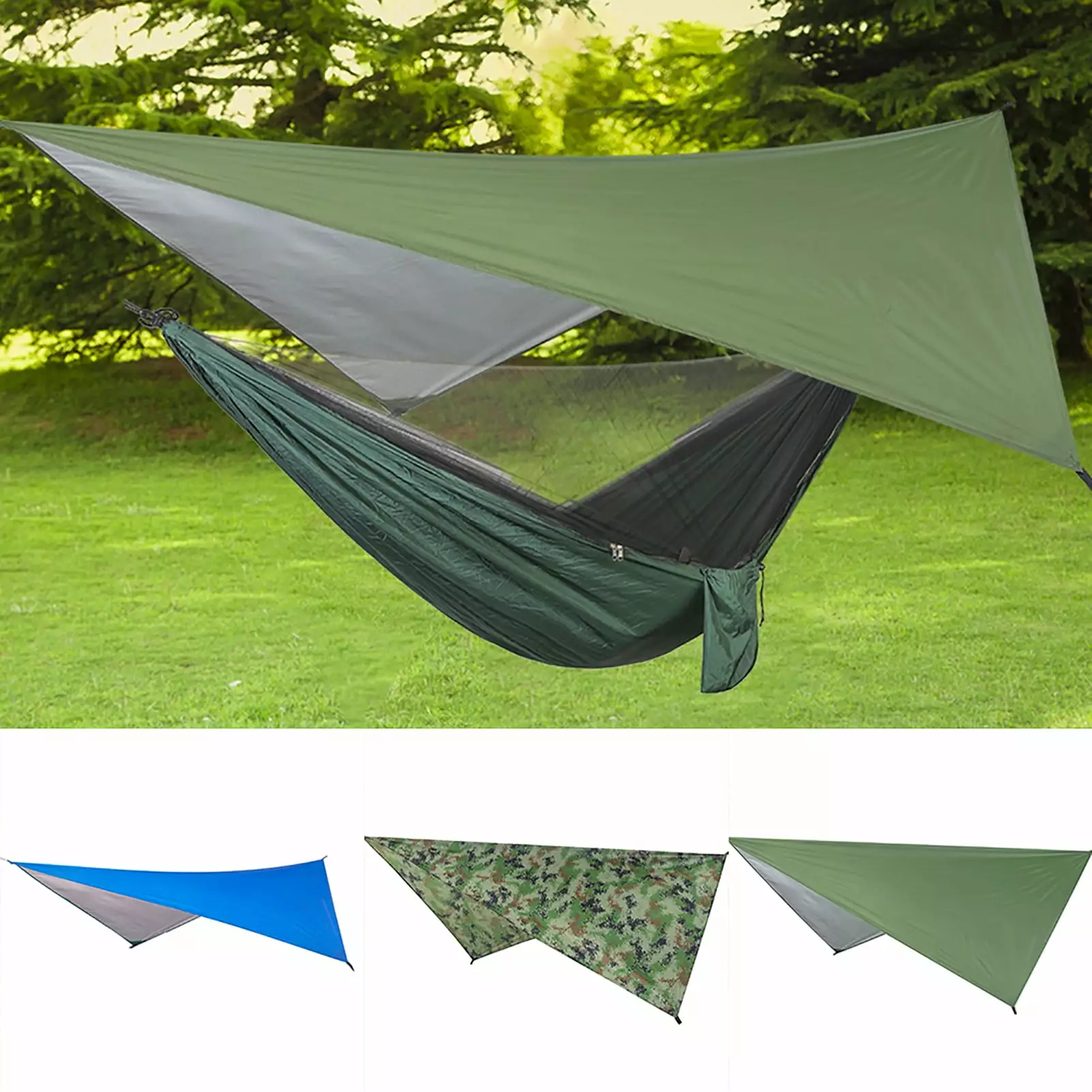 SPRING PARK Double Hammock Tent Rain Fly Cover Waterproof Easy Setup Camping Hiking Backpacking