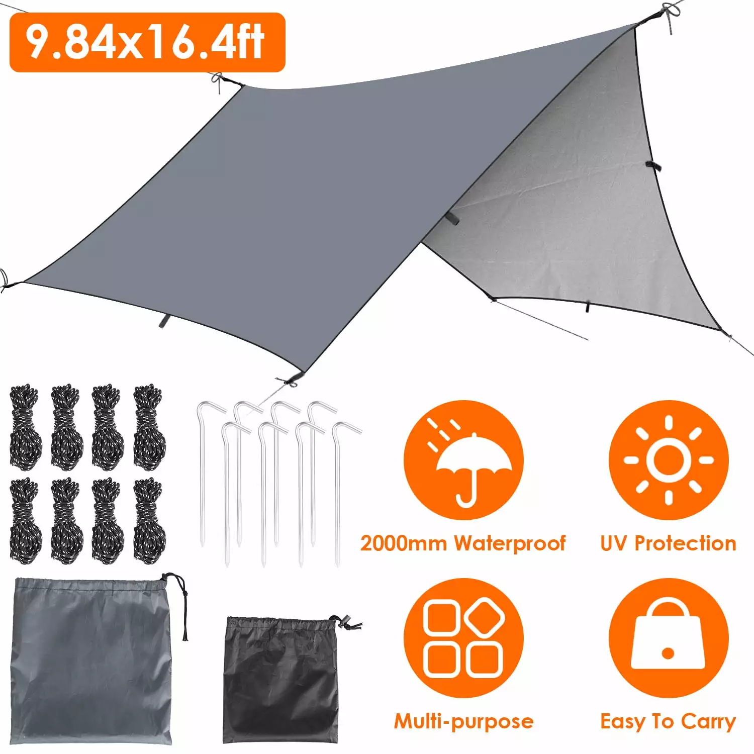 10ftx16ft Waterproof Portable Camping Shelter Tarp Hammock Backpacking Adventure 118