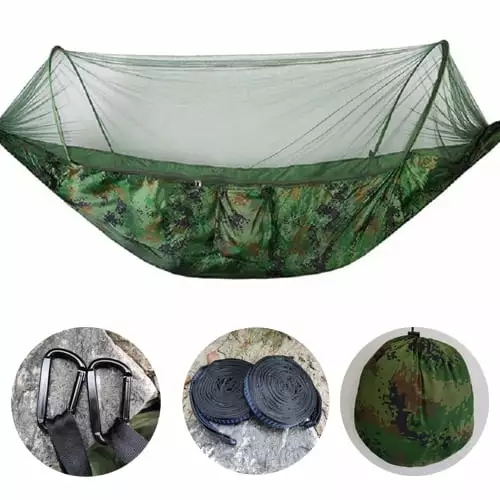 260x140cm Outdoor Double Camping Hammock Mosquito Net and Rain Fly Tarp - Lightweight Parachute Hammock Travel and Hiking