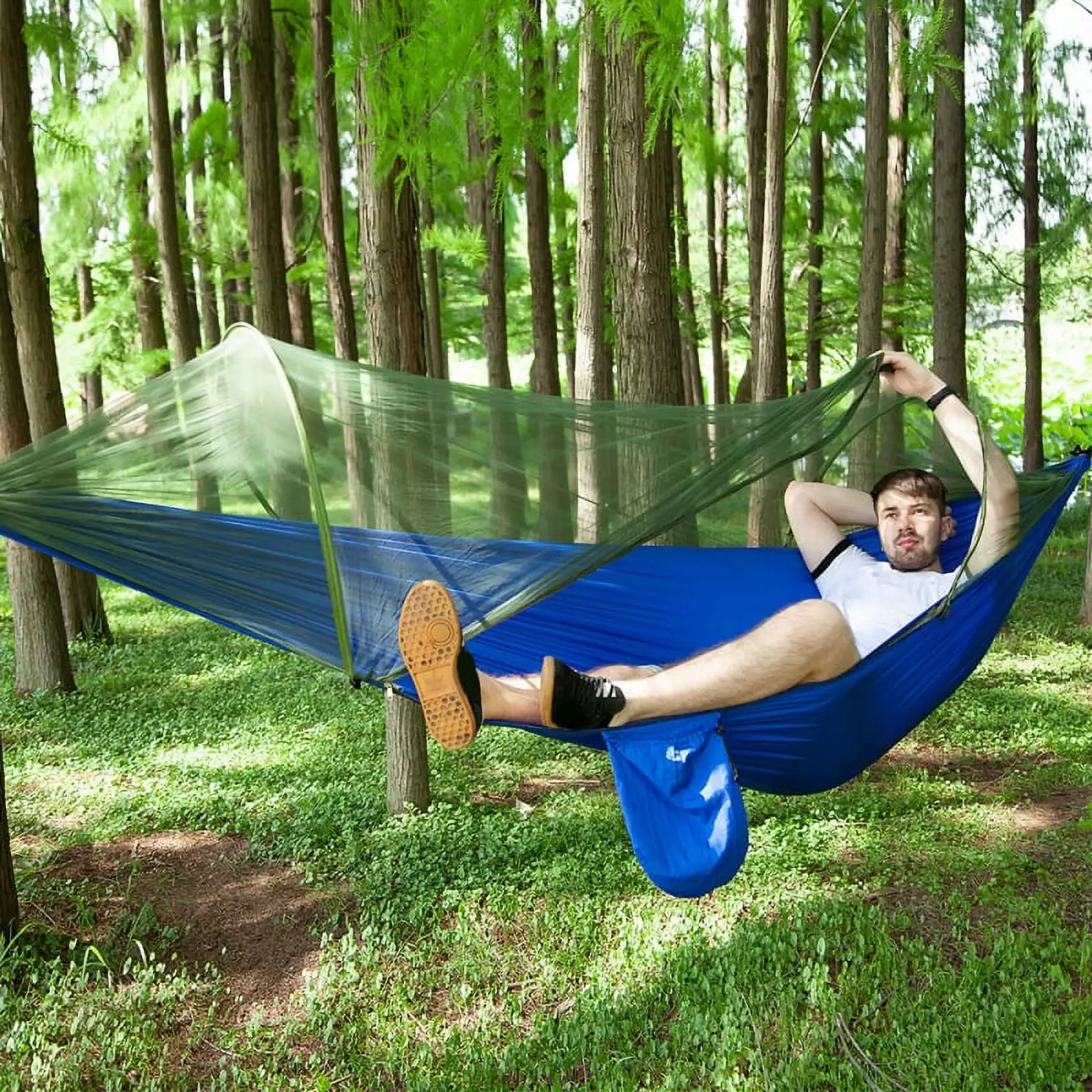 2 1 Camping Hammock Net Outdoor Tent-Type Hanging Parachute Hammock Heavy Duty Use Up To 440Lbs