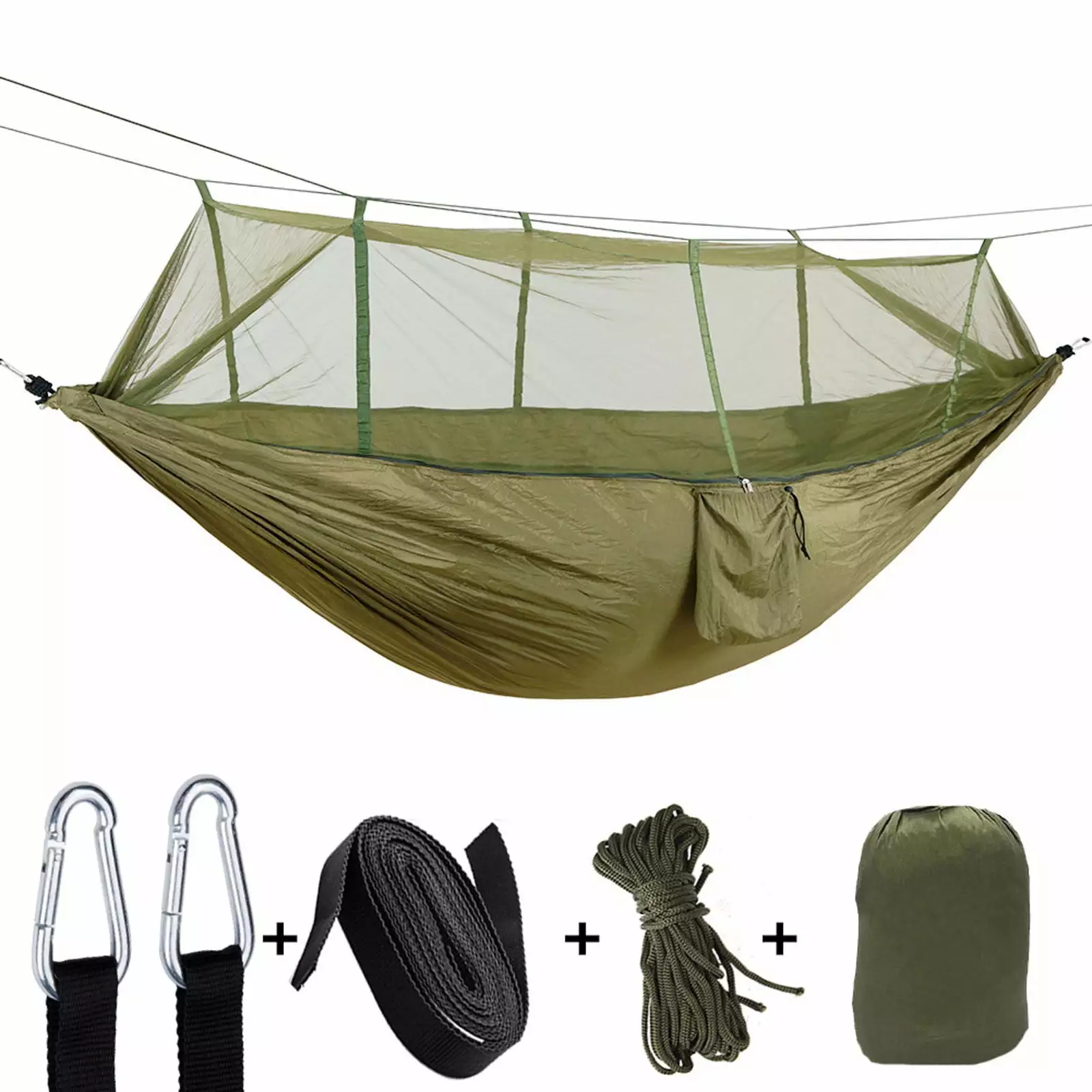 FUAIOKT Outdoor Camping Double Green Sky Tent Hammock Mosquito Net 2 Person