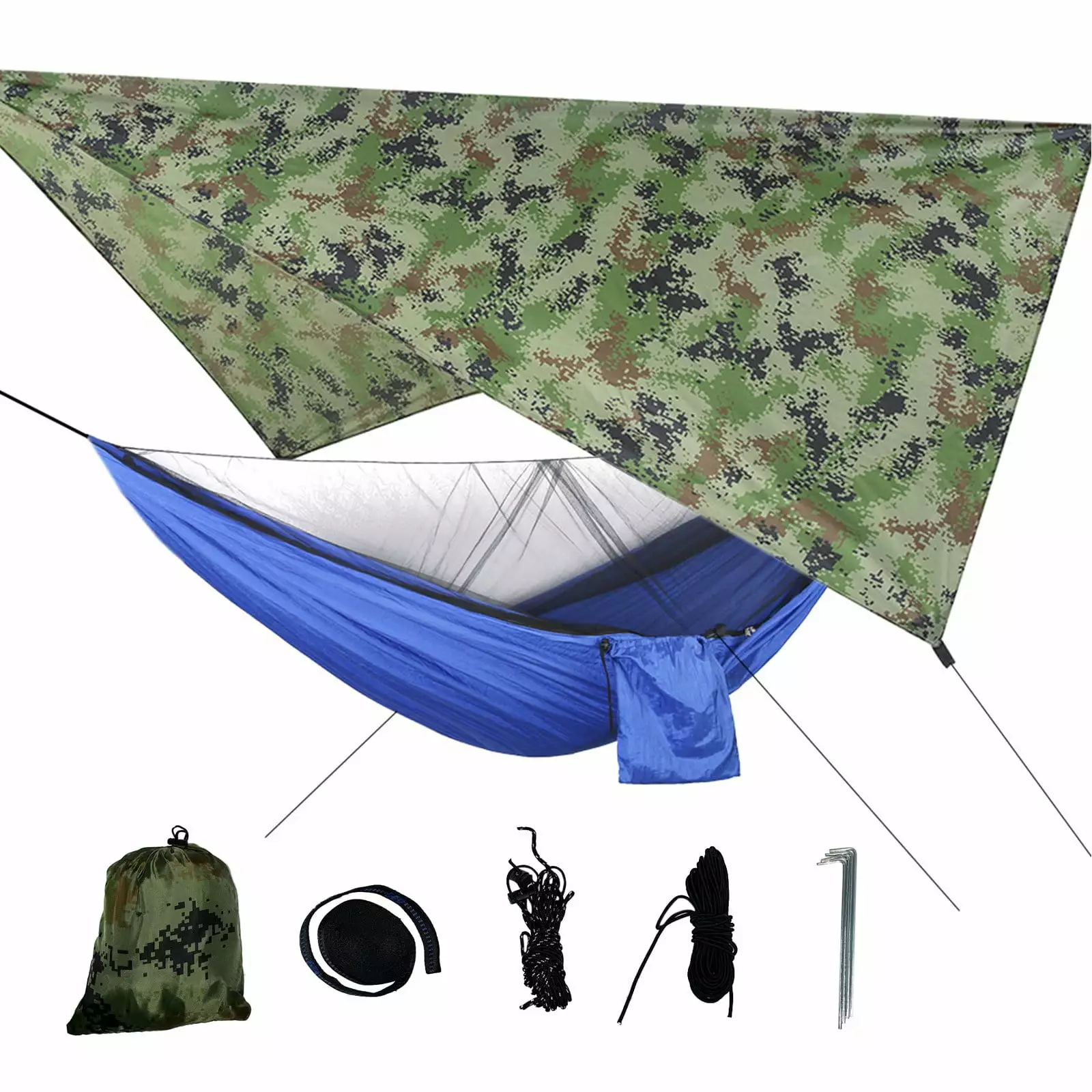 Lightweight Portable Camping Hammock Tent Canopy Nylon Rain Tarp Mosquito Net 210T Camping Essentials