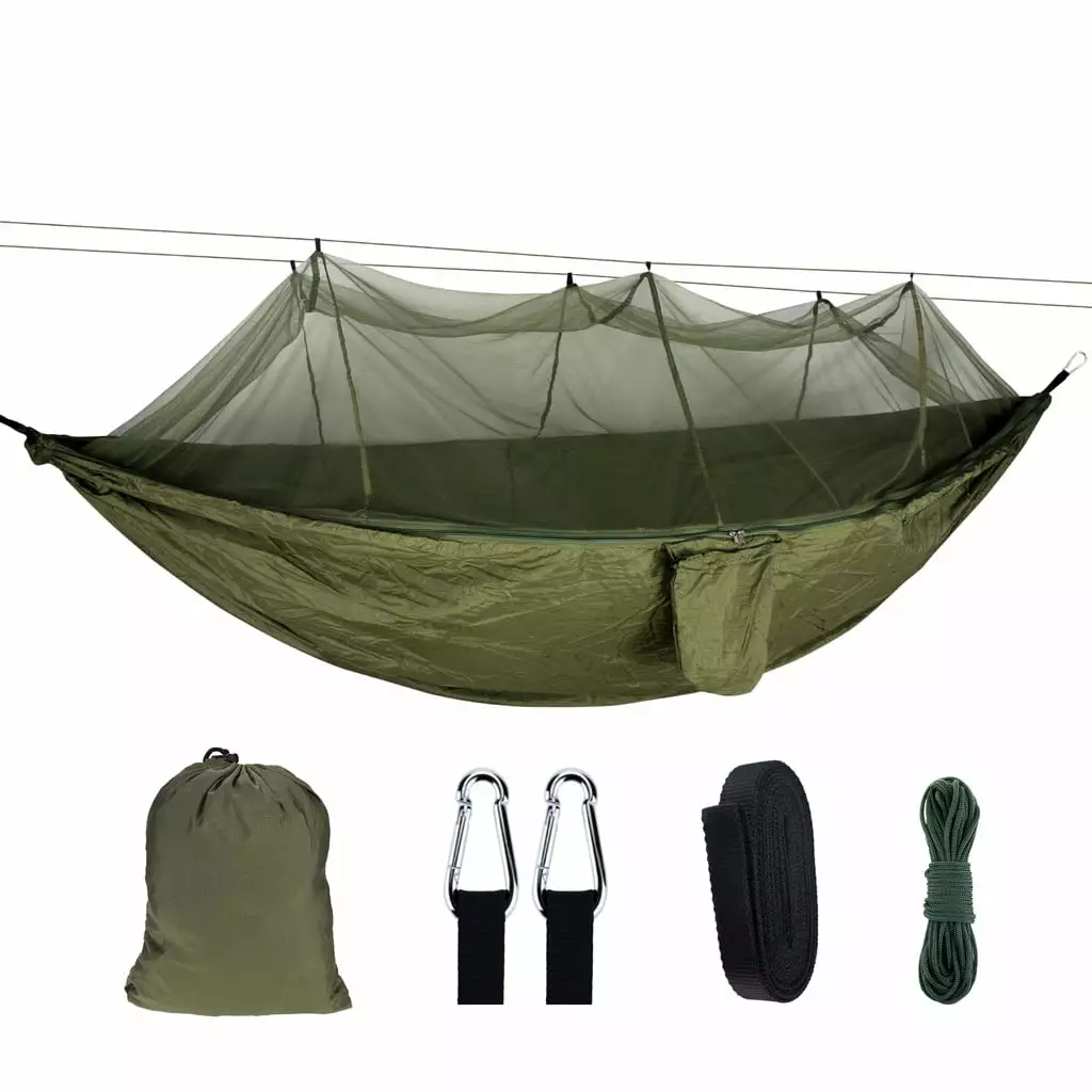 Nrmrqz 2 Person Portable Camping Hanging Hammock Mosquito Net