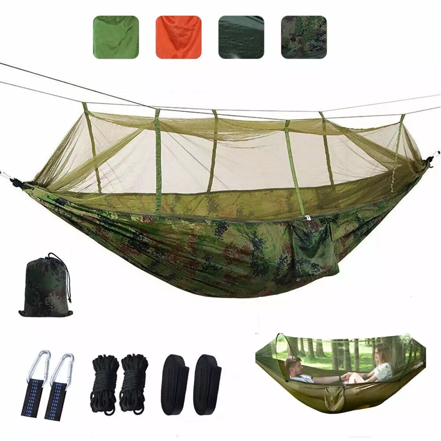 Portable Hammock Net Single or Double - Camping Accessories Indoor Outdoor Hiking Backpacking Backyard Beach