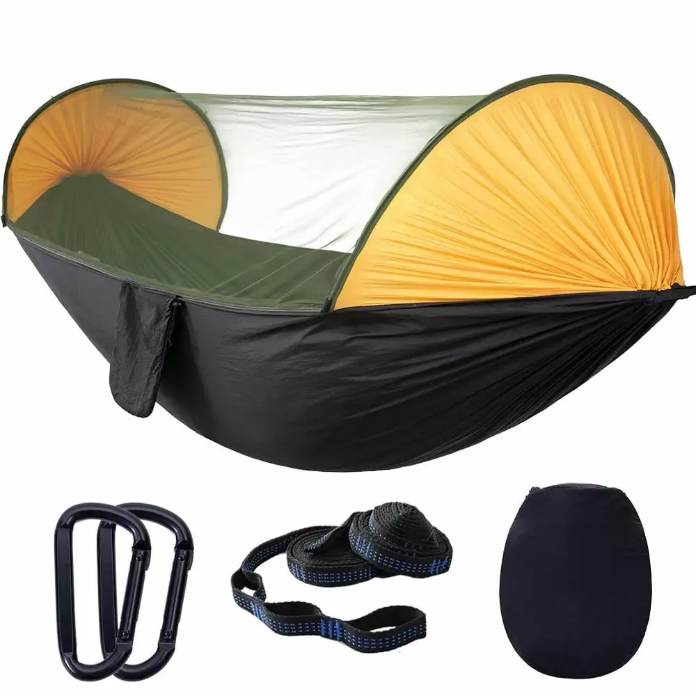 XTEILC Large Camping Hammock Mosquito Net 2 Person Pop-up Parachute Lightweight Hanging Hammock