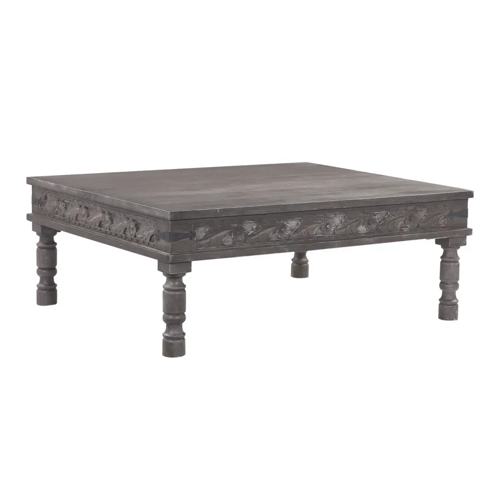 Maven Lane Emin Handmade Heritage Wooden Rectangular Coffee Table Grey Finish