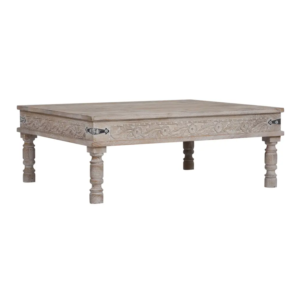 Maven Lane Emin Handmade Heritage Wooden Rectangular Coffee Table Natural Finish