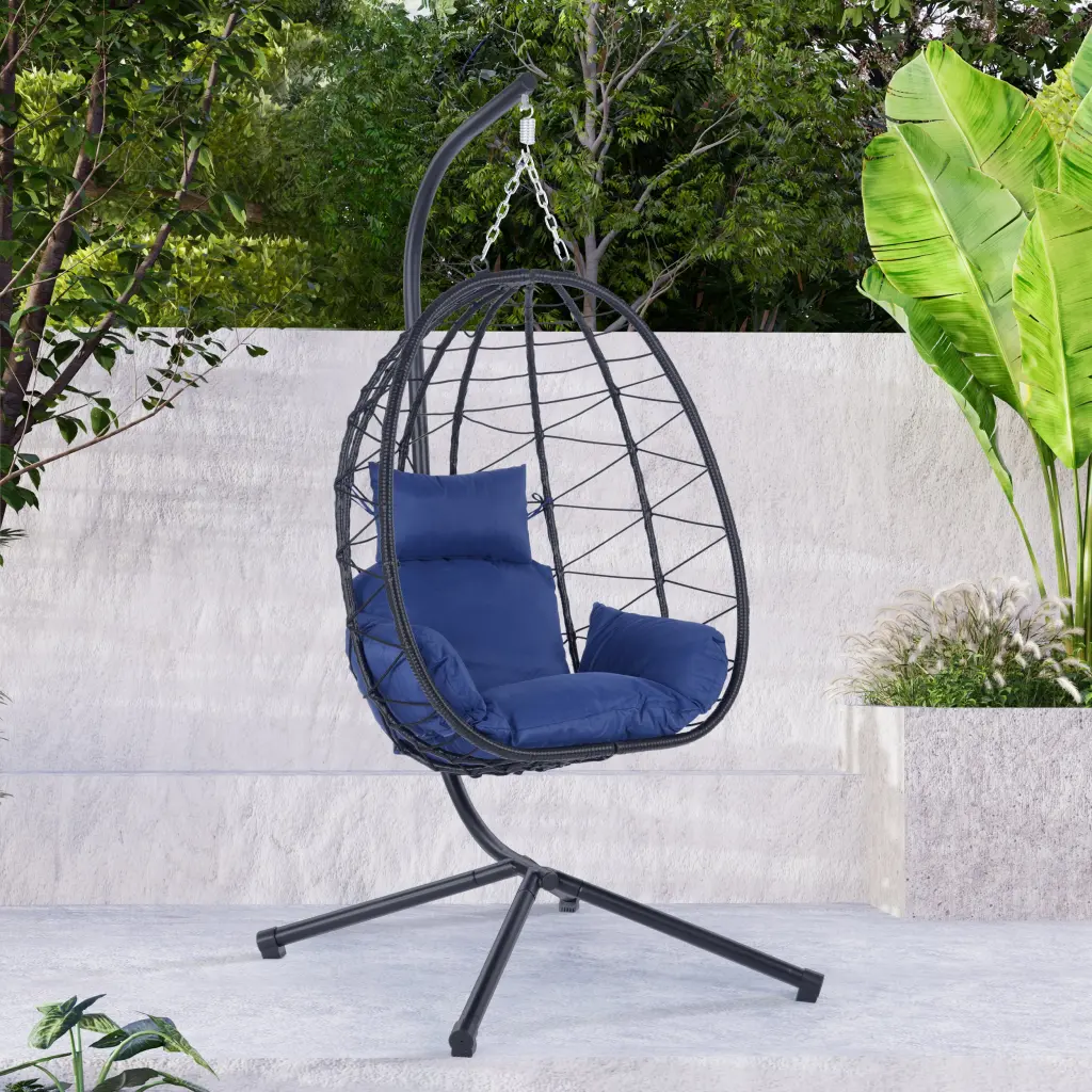 Egg Chair Stand Indoor Outdoor Swing Chair Patio Wicker Hanging deeray store