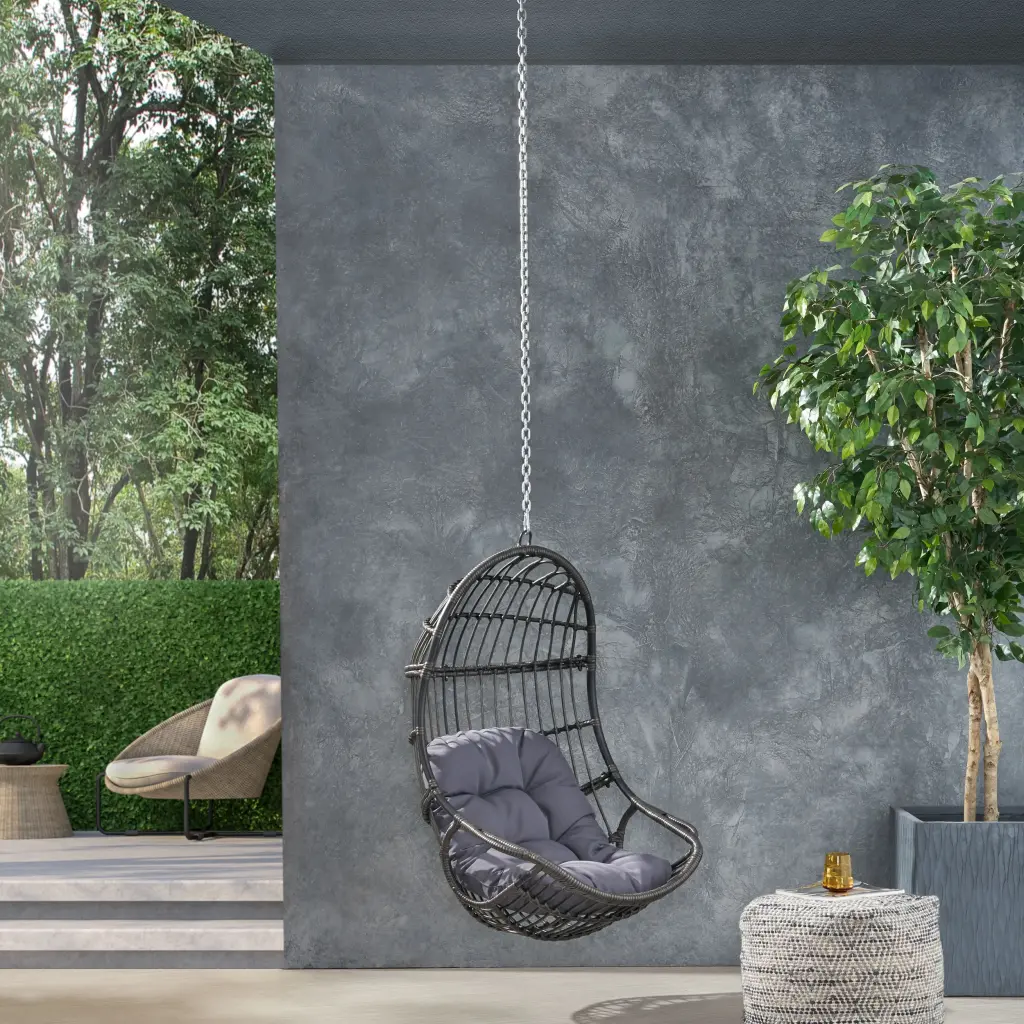 Berkshire Hanging Chair 8Ft Chain Gray Material Outdoor Relaxation nh-home living