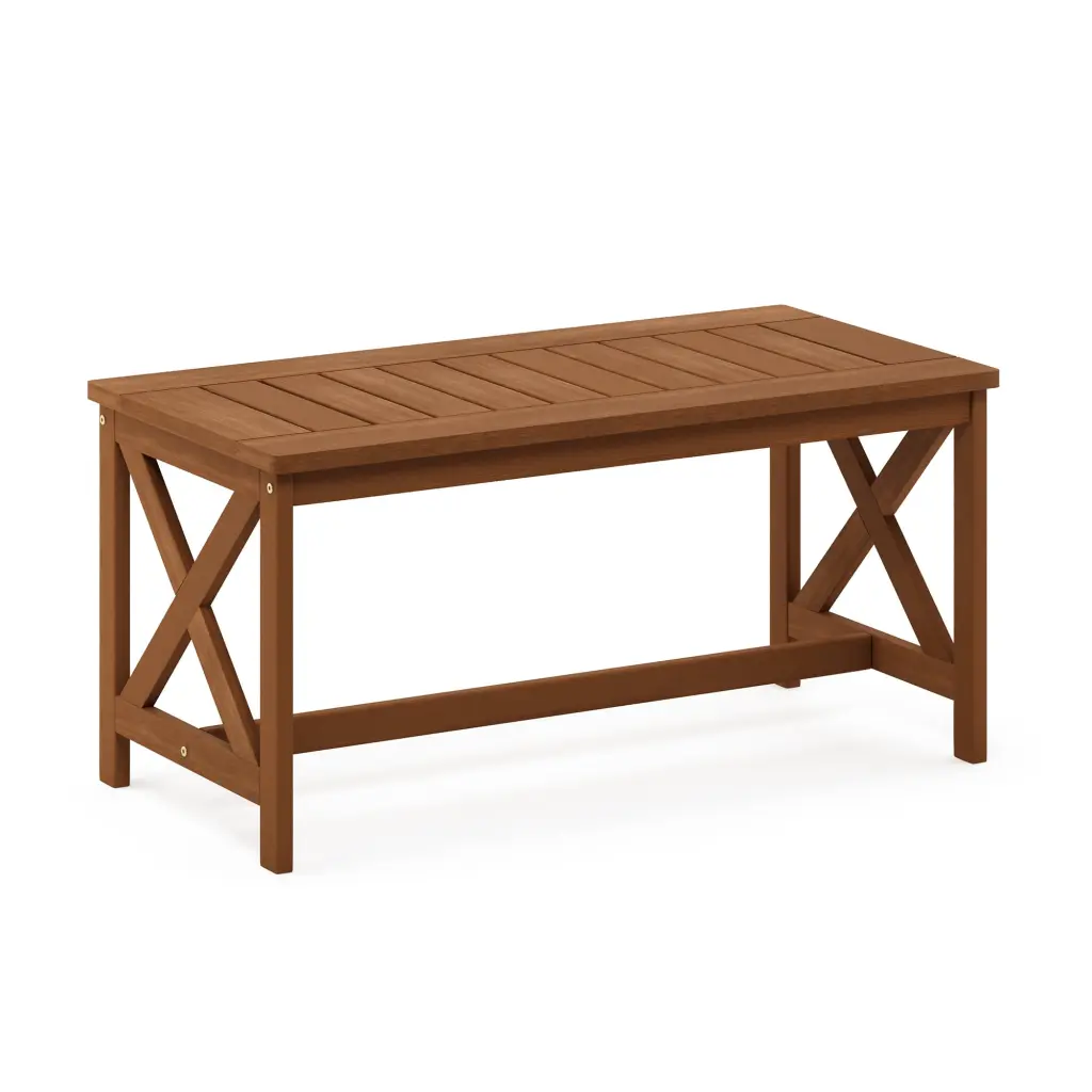 Furinno Tioman Hardwood Coffee Table X Leg Teak Oil Finish