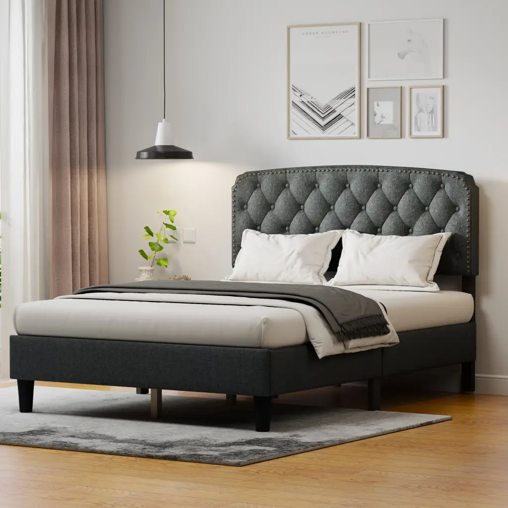 Full Size Customizable Headboard Linen Upholstery And Button Tufting sarkozy