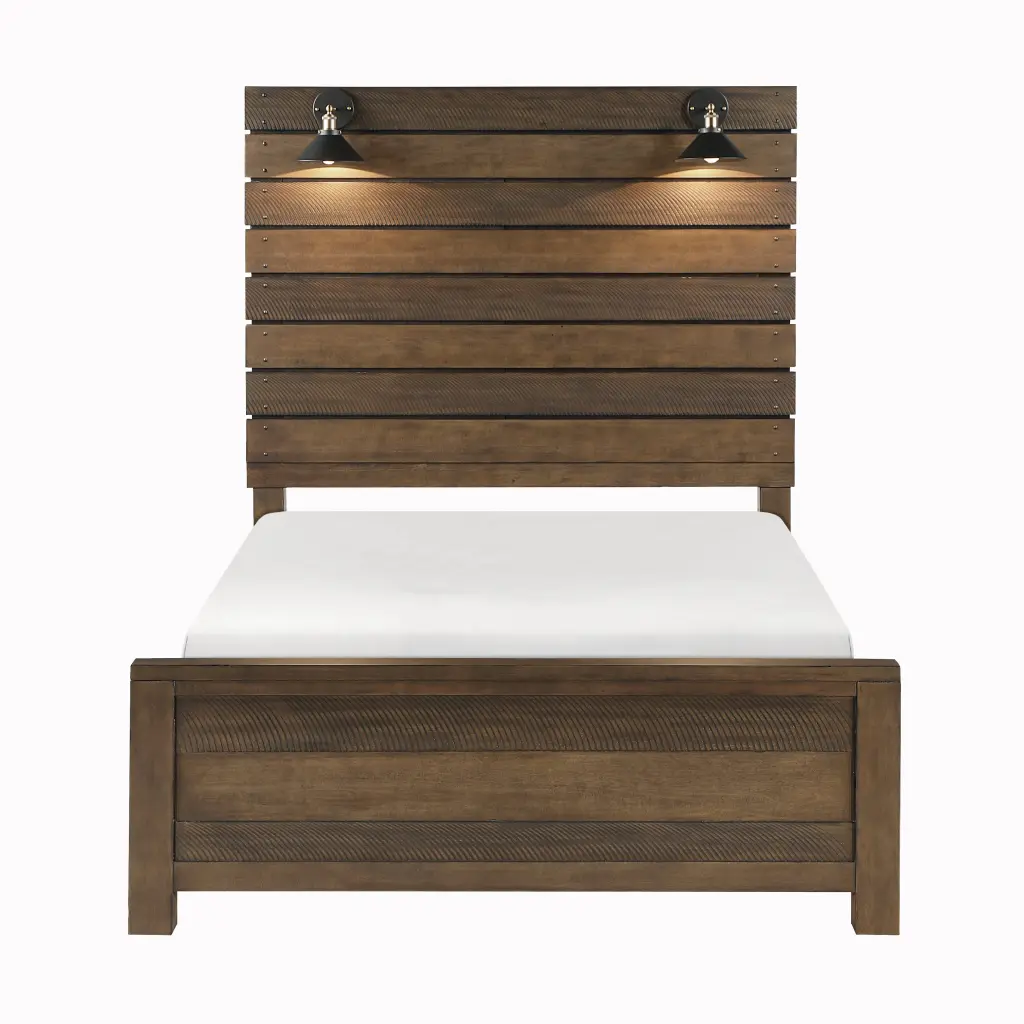 Bold Look Bedroom Furniture Antique Brown Queen Bed Panel Headboard Carvings kanepe