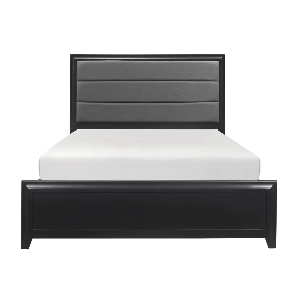 Modern Style Upholstered Headboard Queen Bed 1Pc Espresso Finish kanepe