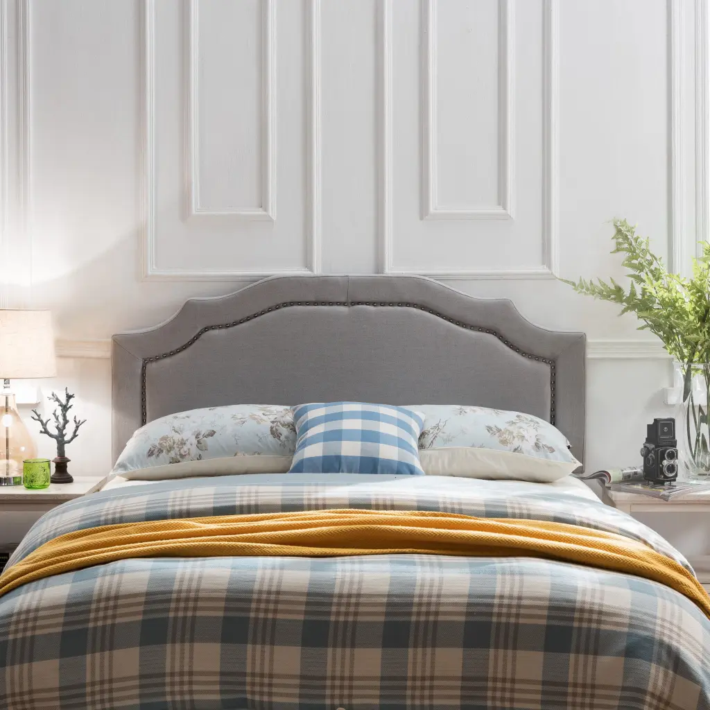 Broxton Headboard Queen Light Grey Upholstered nh-sunfay