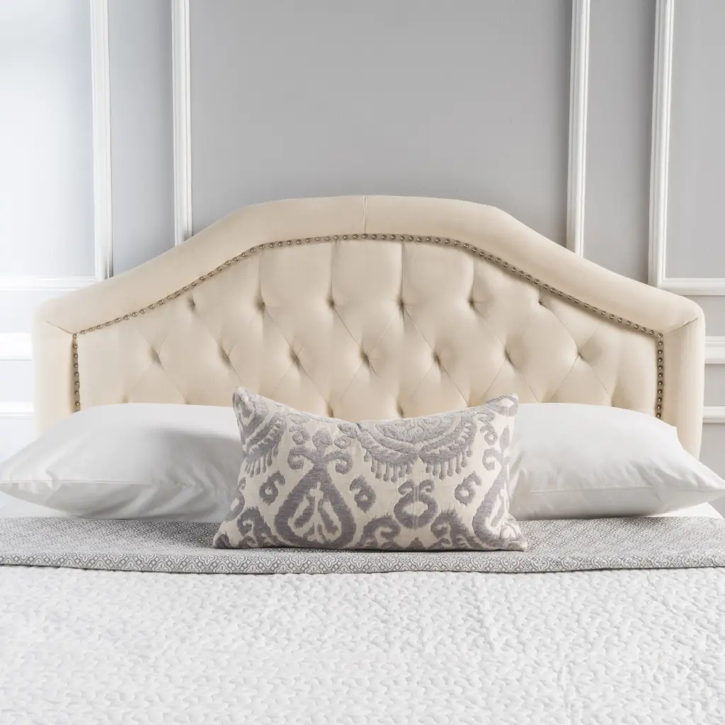 Queen & Full Dimensions Headboard Beige Upholstered Bed Frame nh-sunfay