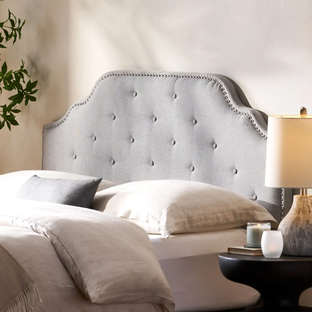 Queen & Full Size Light Grey Upholstered Headboard nh-sunfay