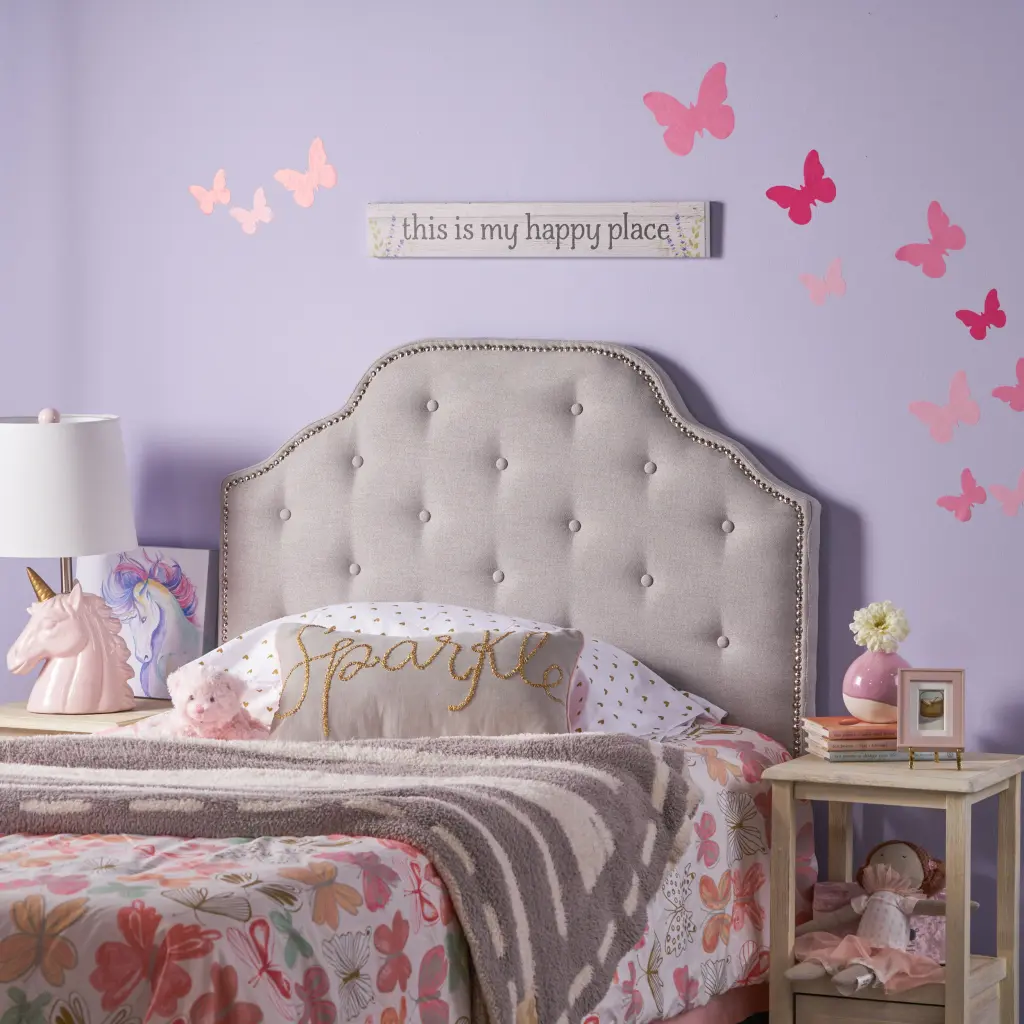 Twin Size Headboard Light Grey Material nh-sunfay