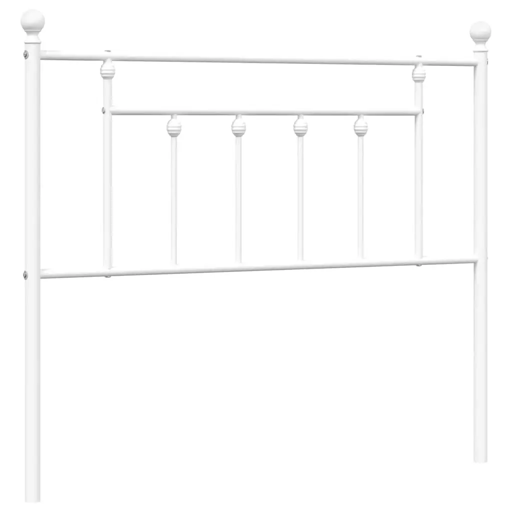 White 39.4 Inch Metal Headboard Modern Bed Frame Accent