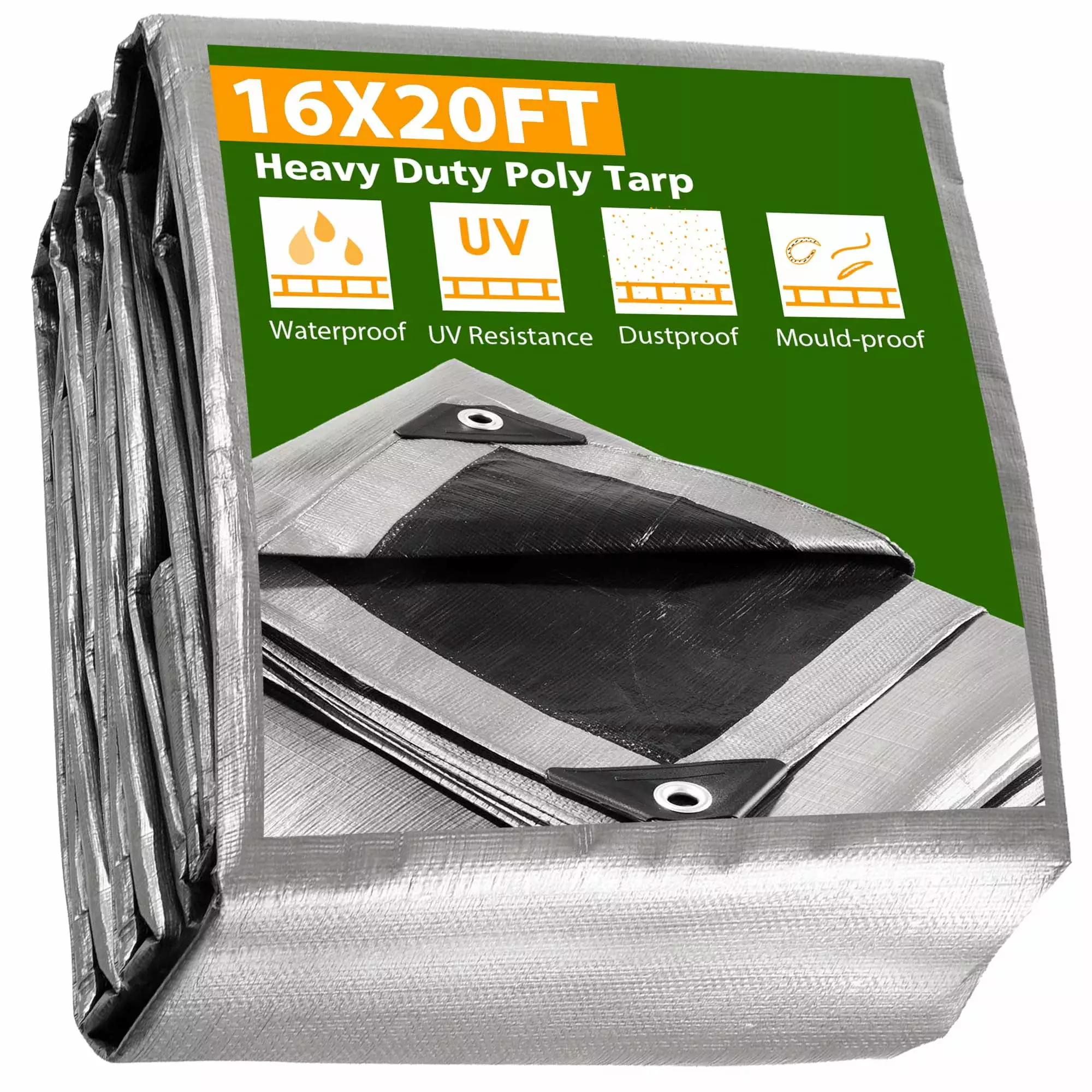 Yescom 16x20 14 Mil Heavy Duty Reversible Waterproof UV Resistant Poly Tarp Cover 12