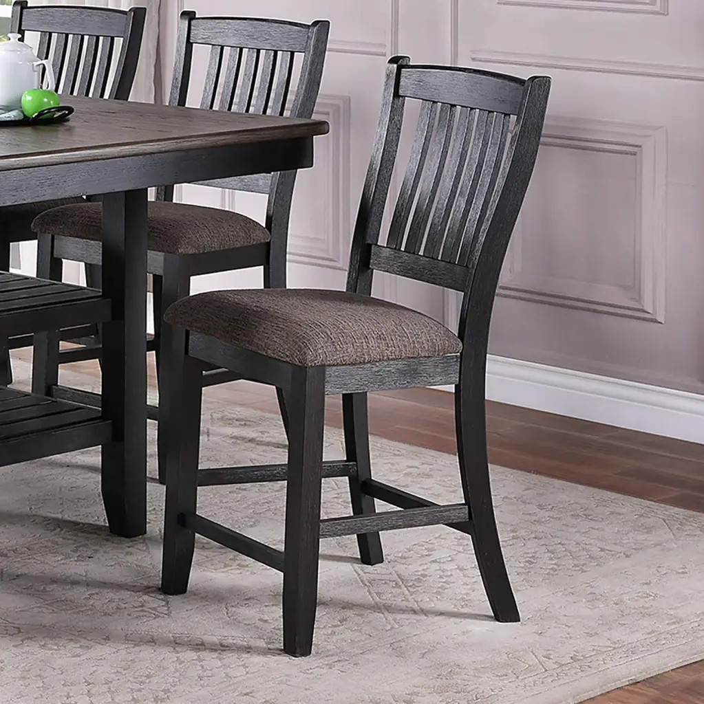 Dark Coffee Timeless Wood Kitchen Dining Room Set 2 High Chairs Fabric Upholstered kanepe