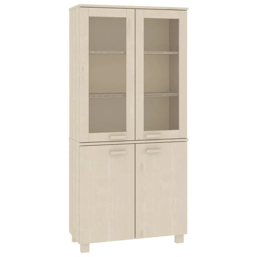 HAMAR Highboard Solid Wood Pine Honey Brown Tall Storage Cabinet Living Room