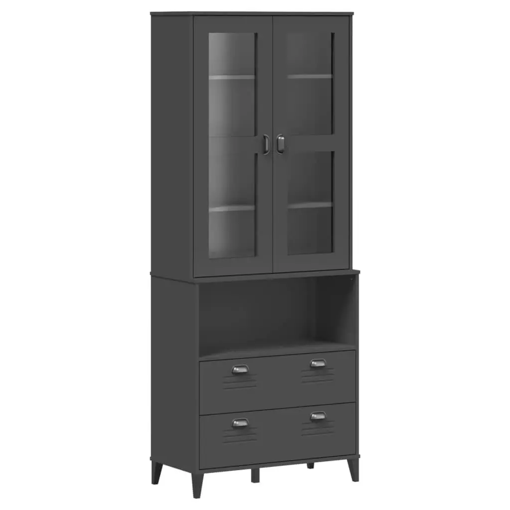 VIKEN Anthracite Gray Highboard 78.7 Inch Solid Wood Pine Storage Cabinet