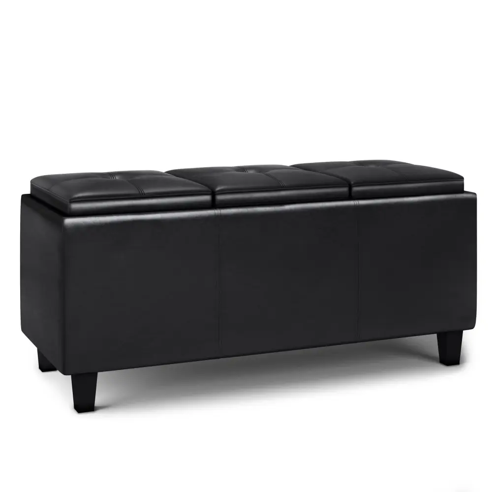 Avalon - Tray Storage Ottoman Lift Up Lids - Midnight Charcoal