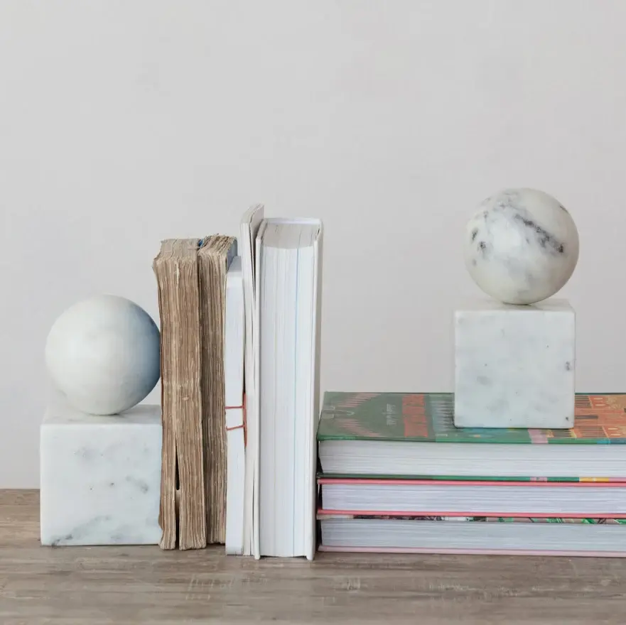 Marble Geometric Bookend