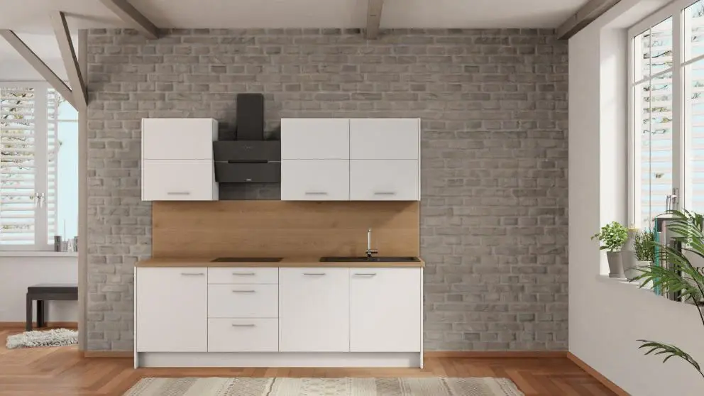 nobilia Compact Kitchen Celle 240 cm Alpine White matte Sierra Oak complete hob