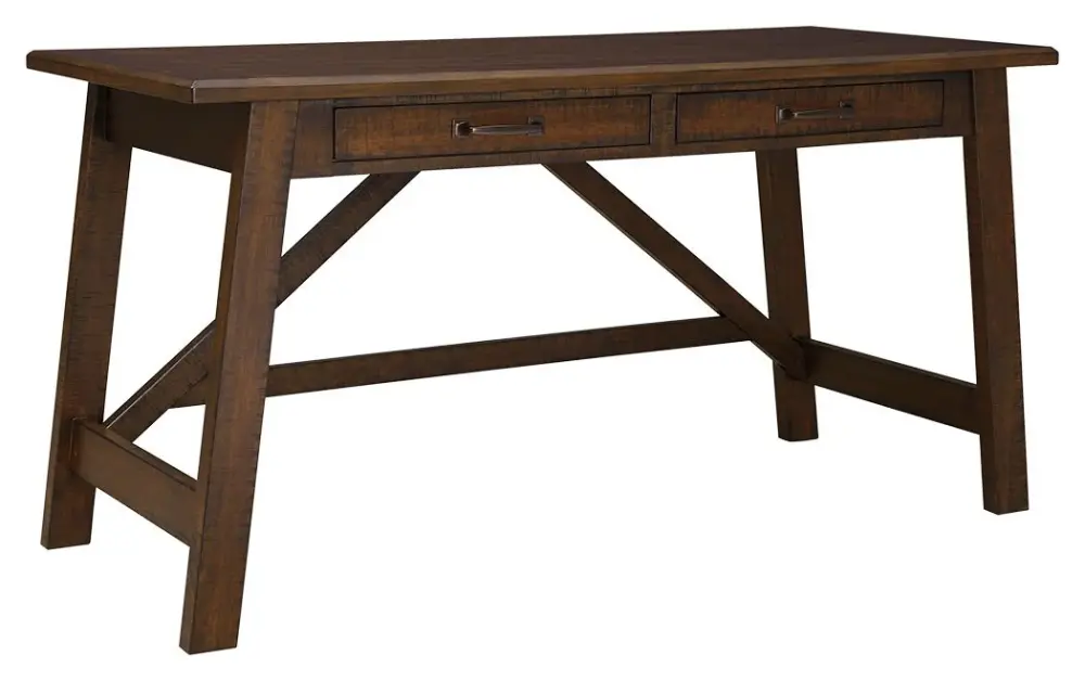 Baldridge - Home Office Large Leg Desk - Rustic Chocolate