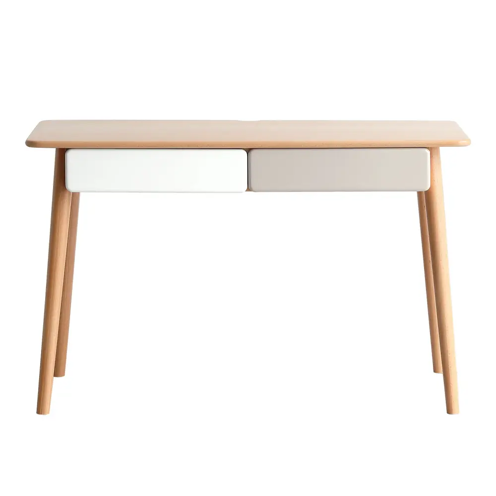 Computer Desk Large Size Office Desk 2 Drawers, Cutting-edge Simple Style PC Table Gap Design Home Office - White / Gray