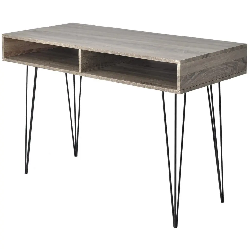 Desk 2 Compartments Gray Modern Home Office Furniture