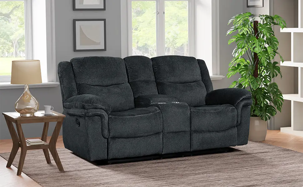 Home Theater Seating Manual Reclining Sofa Hide Away Storage and Cup Holders rnb