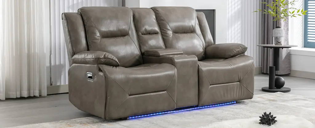 2 Seater Home Theater Recliner Manual Recliner Chair LED Light rnb