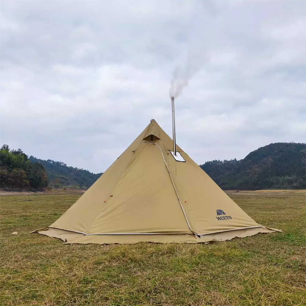 MCETO Camping Hot Tent 4-6 Person Tipi Tent Stove Jack Bushcraft Cooking and Heating