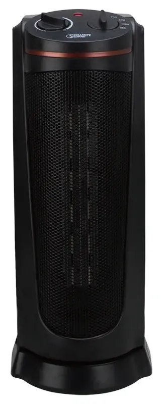 PowerZone HPQ15A-M Pottery Tower Heater, 12.5 , 120 V, 900/1500 W, 2-Heat Setting, Black