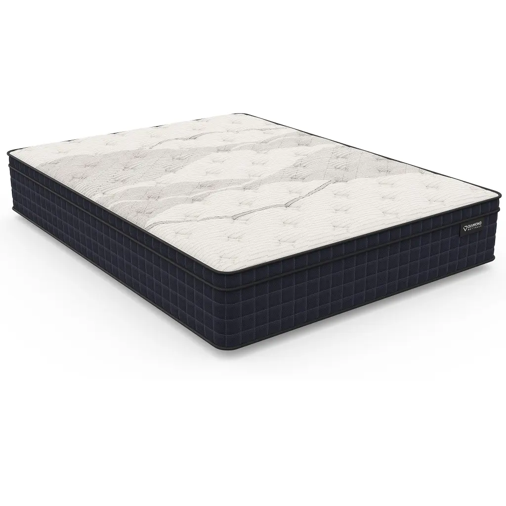 Twin Nina Conductive Metal Hybrid Euro Top 12.5 Inch Medium Feel White Polyurethane Mattress diamond mattress