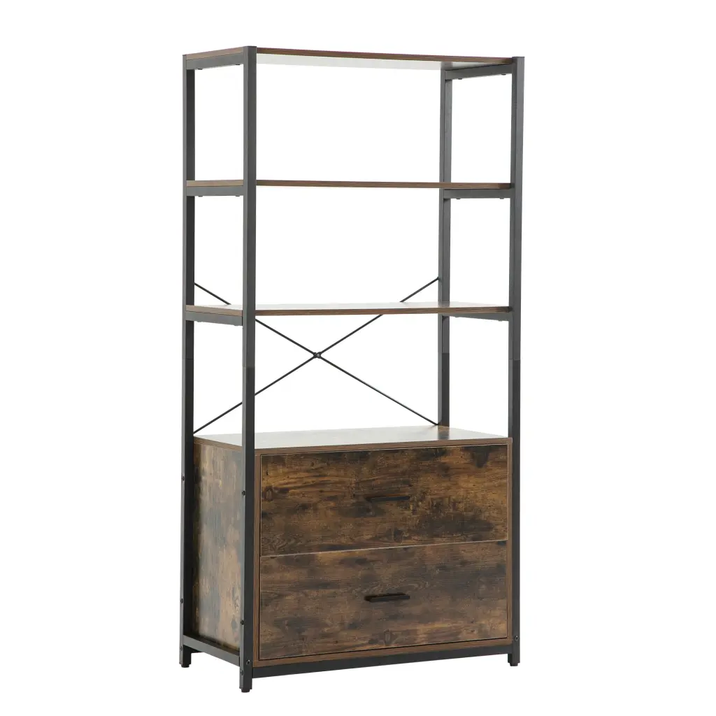 Industrial Bookcase File Cabinet Drawers, 62.7 Tall Bookshelf hortus oasis
