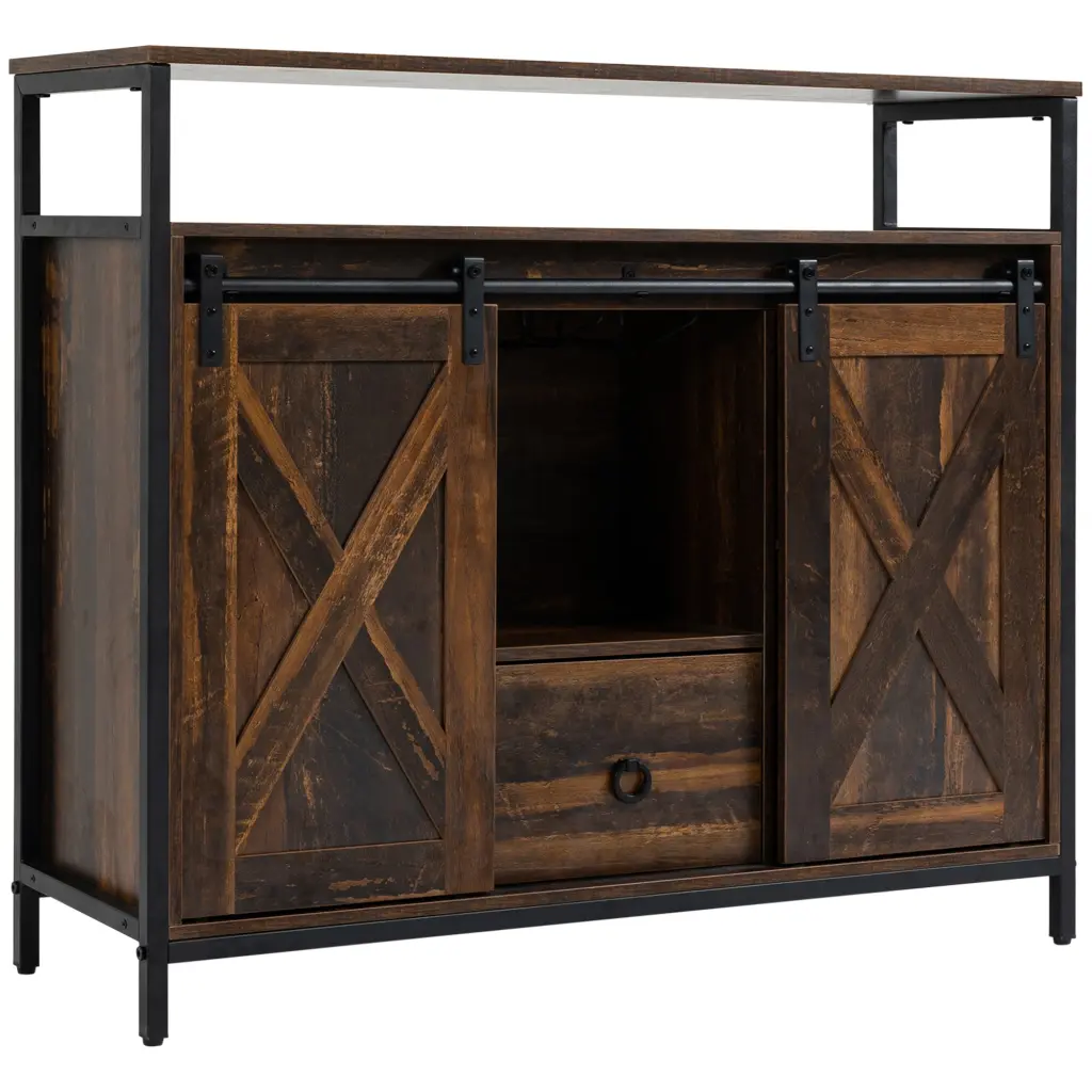 Homcom Industrial Sideboard Buffet Cabinet Kitchen Cabinet Sliding Doors aosom business