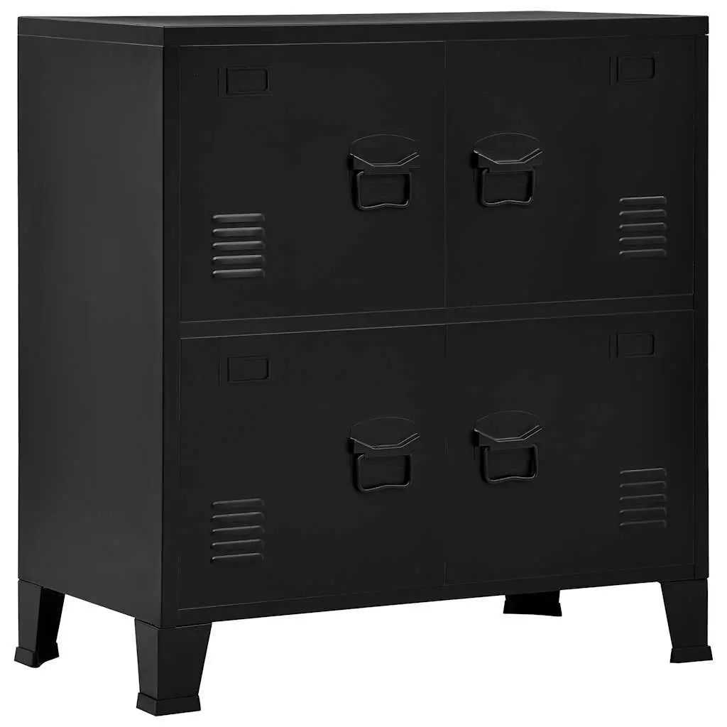 Industrial Storage Chest Black 29.5x15.7x31.5 Inch Steel - Vintage Style Storage