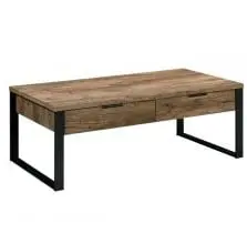 Acme Furniture Aflo Industrial Metal Coffee Table Storage Black Brown