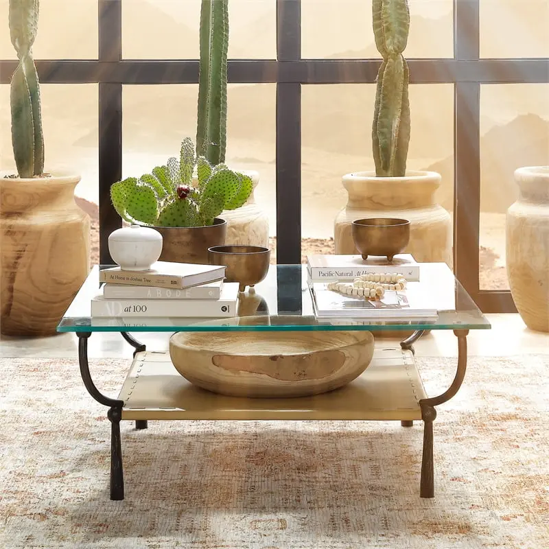 Renzo Iron Metal Coffee Table Brown Industrial Style Living Room Furniture Jamie Young Co