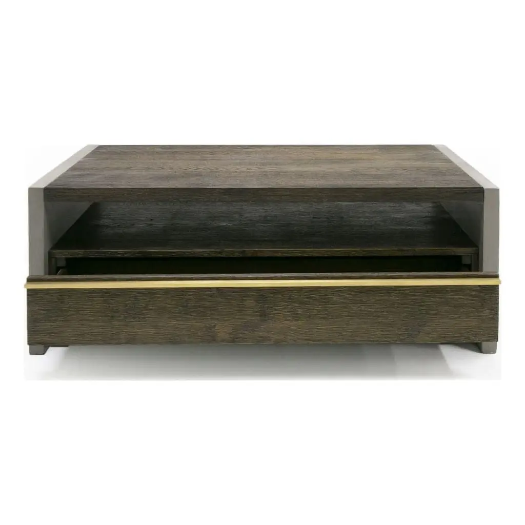 Modrest June Modern Solid Wood Concrete Coffee Table Dark Gray Walnut Industrial Style