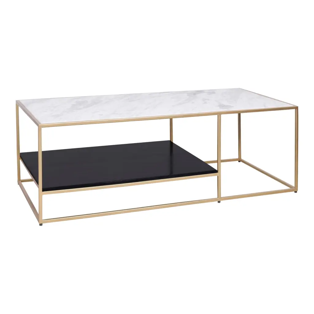 Mies Coffee Table Wrought Iron Gold - Industrial Chic Living Room Table Moe's Home Collection