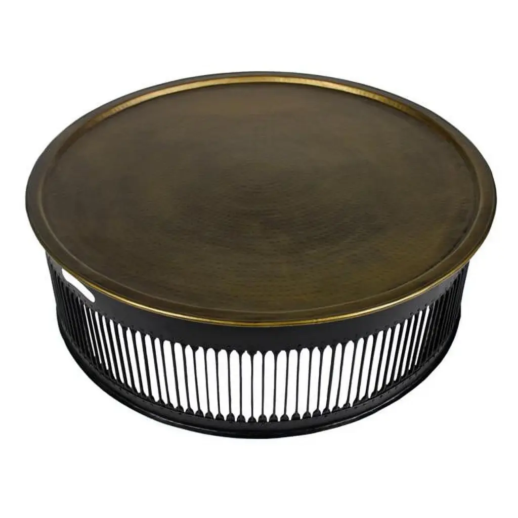Orlando Drummond Cocktail Table on Cast Iron Base Brass Top - Vintage Industrial Design MOTI Furniture