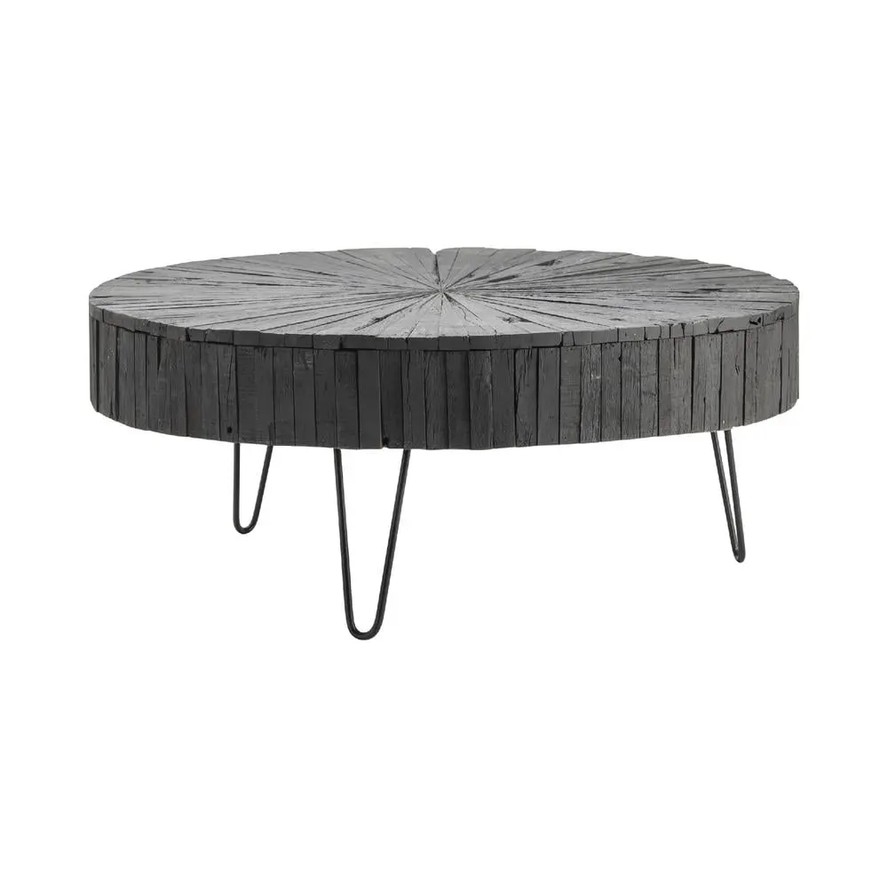 Drummond Cocktail Table Black Metal Frame Rustic Wood Design Crestview Collection